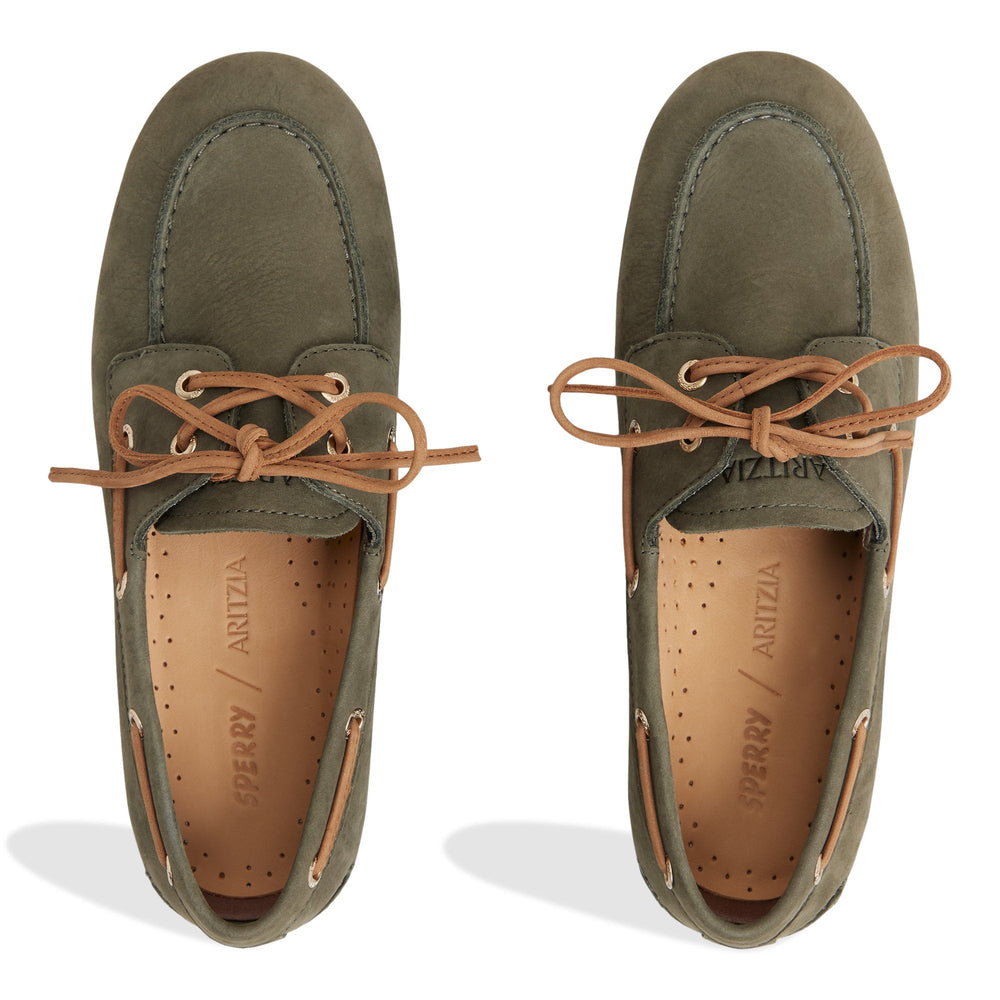 Sperry x Aritzia Slim Boat Shoe Olive | Sperry Boat Shoes